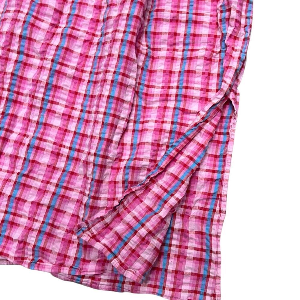 Waverly Grey Pink Plaid Seersucker Midi Smocked Cami Dress S - Picture 3 of 5